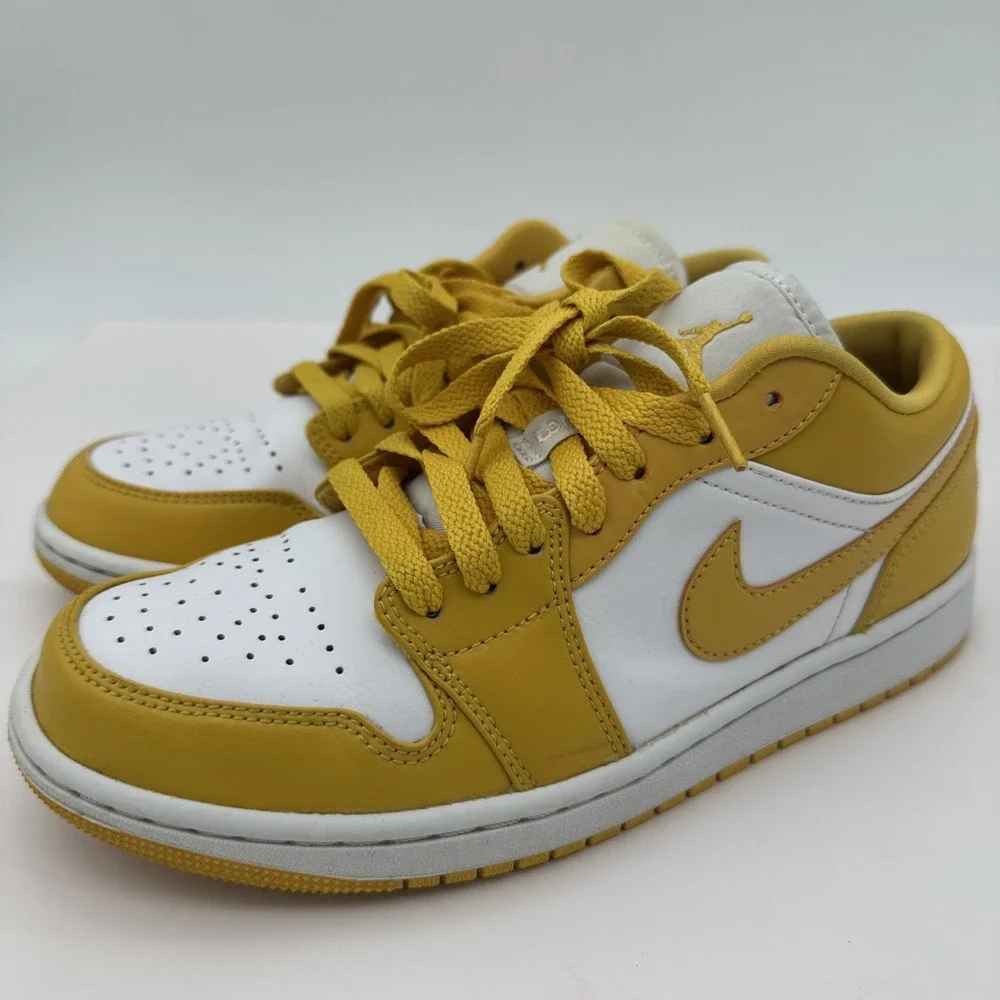 Nike Air Jordan 1 Low Pollen 553558-171 Pre Owned Men's Size 7.5 Yellow White